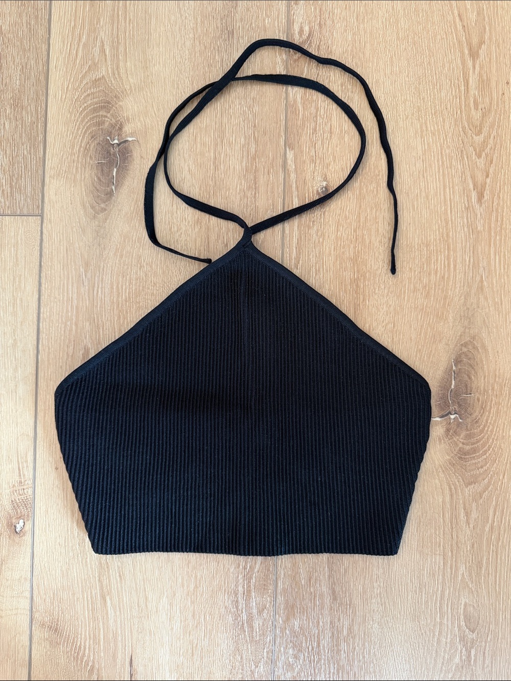 Aritzia Babaton Black Halter Ribbed Crop Top - Women